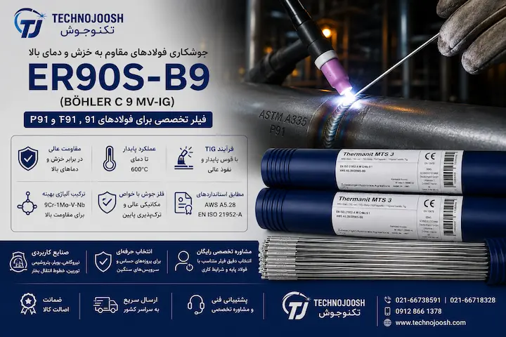 فیلر ER90S-B9 بهلر جوشکاری فولاد P91 با فیلر TIG ER90S-B9 بهلر