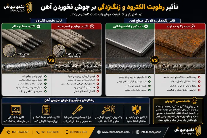 علت جوش نخوردن آهن بلاگ تأثیر رطوبت الکترود و زنگزدگی سطح بر جوش نخوردن آهن