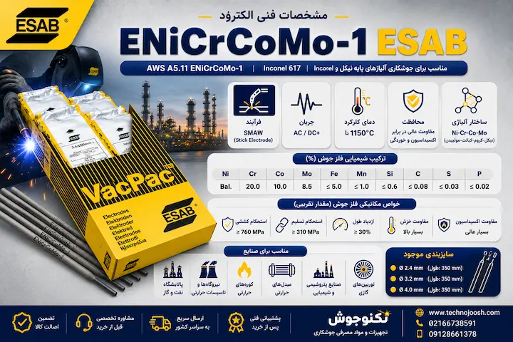 الکترود ENiCrCoMo-1 ایساب اینفوگرافیک مشخصات فنی