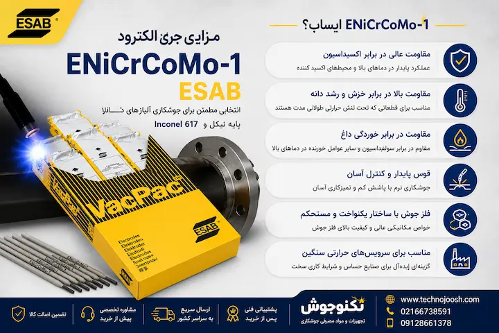 الکترود ENiCrCoMo-1 ایساب مزایای الکترود ENiCrCoMo-1 ایساب