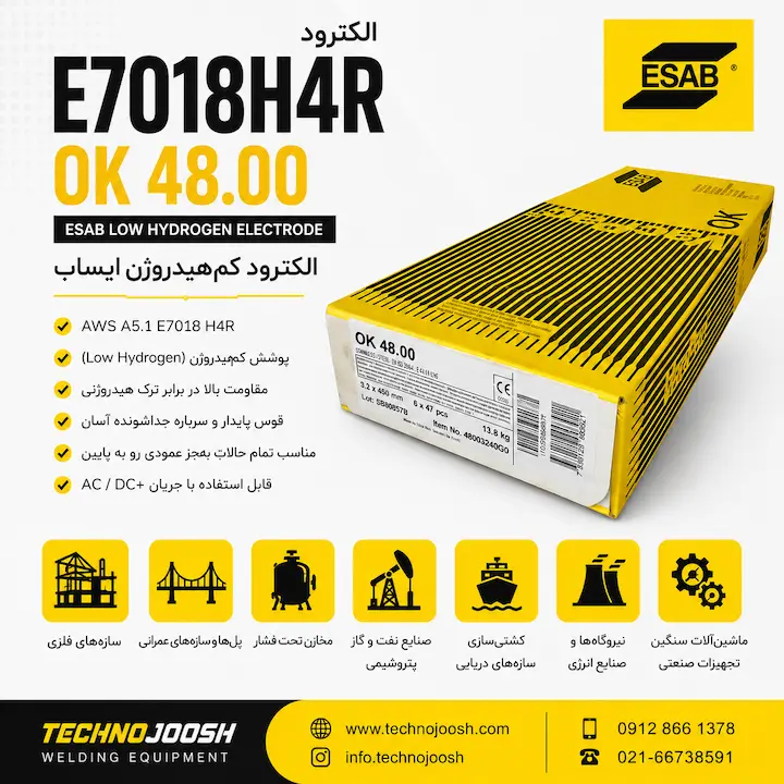 کاربردهای اصلی الکترود E7018H4R ایساب