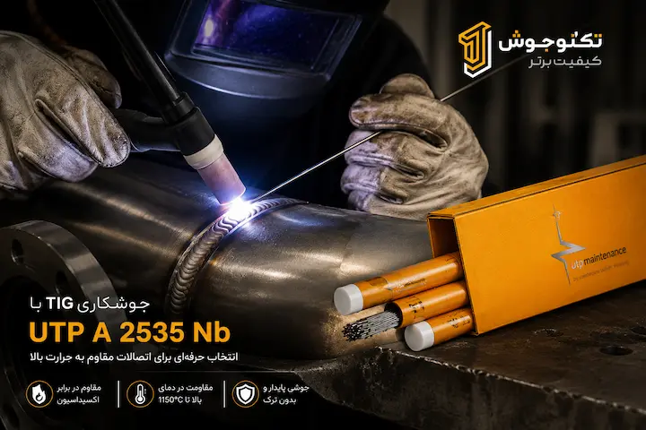 فیلر جوشکاری UTP A 2535 Nb جوشکاری TIG با فیلر UTP A 2535 Nb روی فولاد مقاوم به حرارت