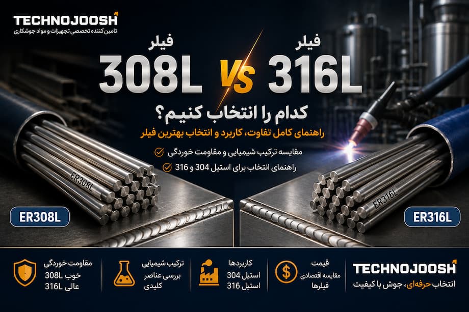 تفاوت فیلر 308L و 316L | کدام فیلر برای استیل 304 و 316 بهتر است؟ بلاگ فیلر 308L یا 316L؟ راهنمای انتخاب بهترین فیلر برای جوشکاری استیل
